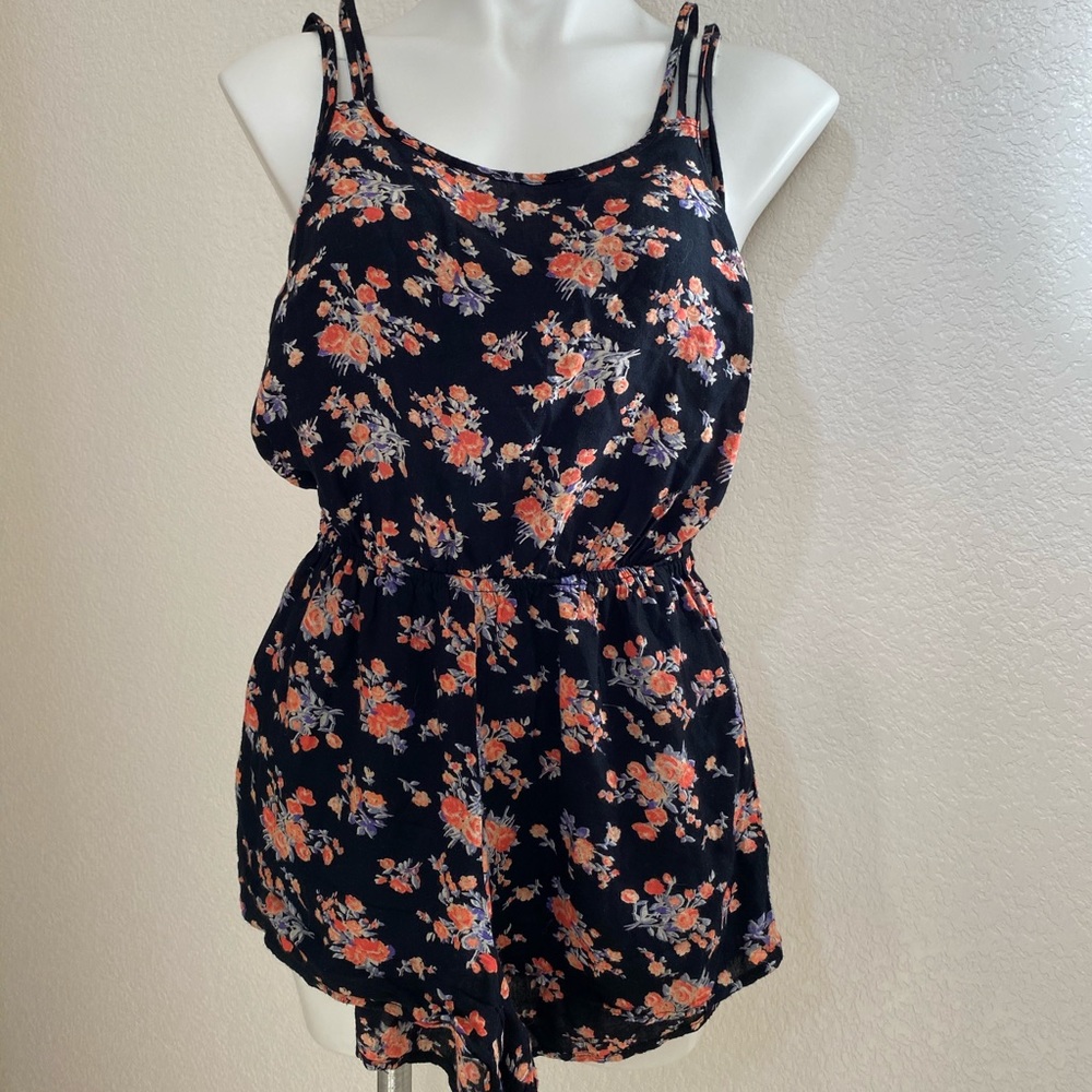Cute Romper black/pink floral small